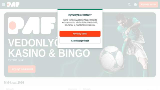 Paf casino screenshot